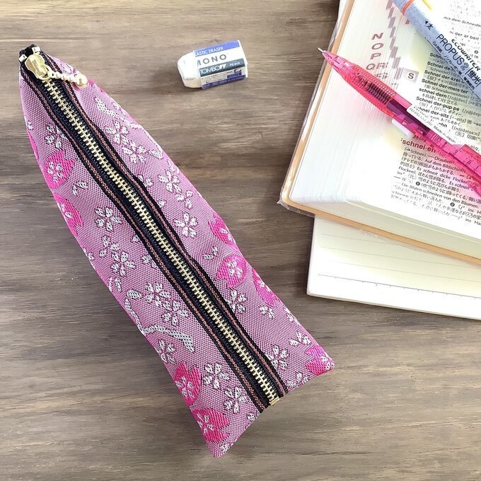 【河津桜】畳縁 テトラ型 ペンケース 桜 春 ピンク フューシャ フクシア