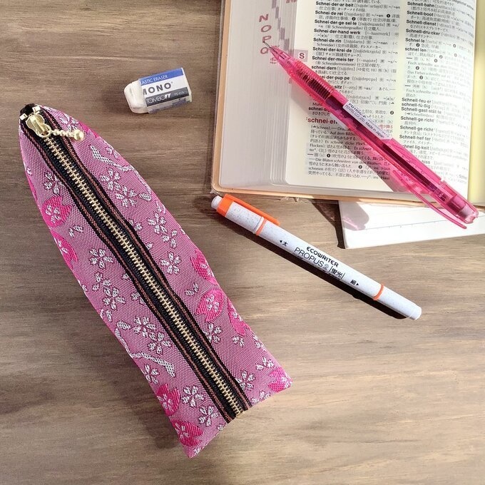 【河津桜】畳縁 ぺたんこ ミニポーチ 小銭入れ カードケース 桜 春 ピンク フューシャ フクシア