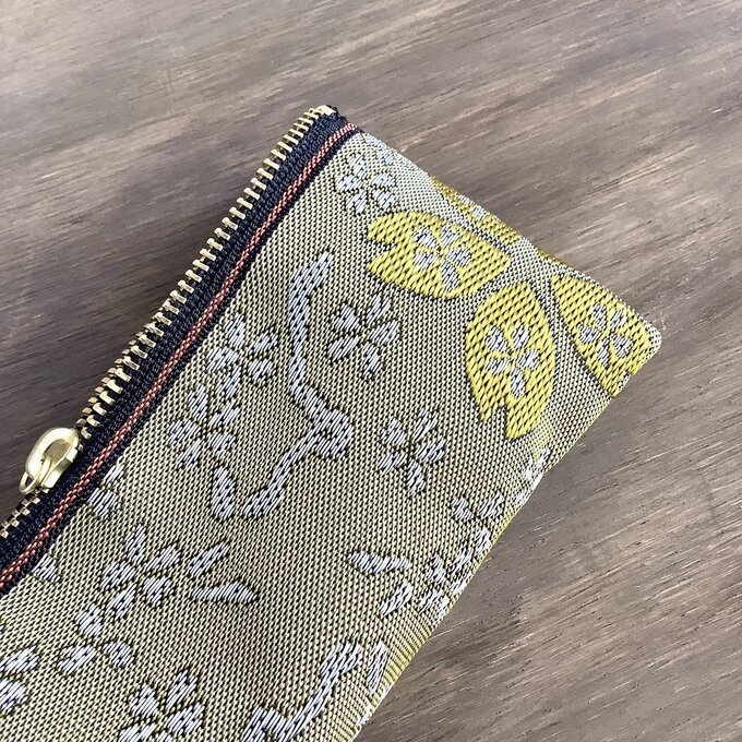 【金桜】畳縁 テトラ型 ペンケース 和風 黄 桜
