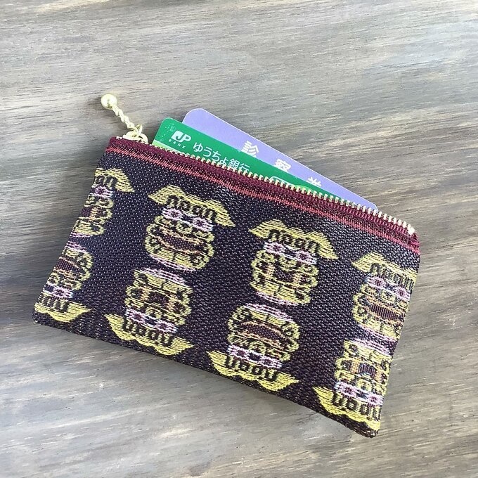 【シーサー】畳縁 ぺたんこ ミニポーチ カードケース 小銭入れ 獅子 沖縄