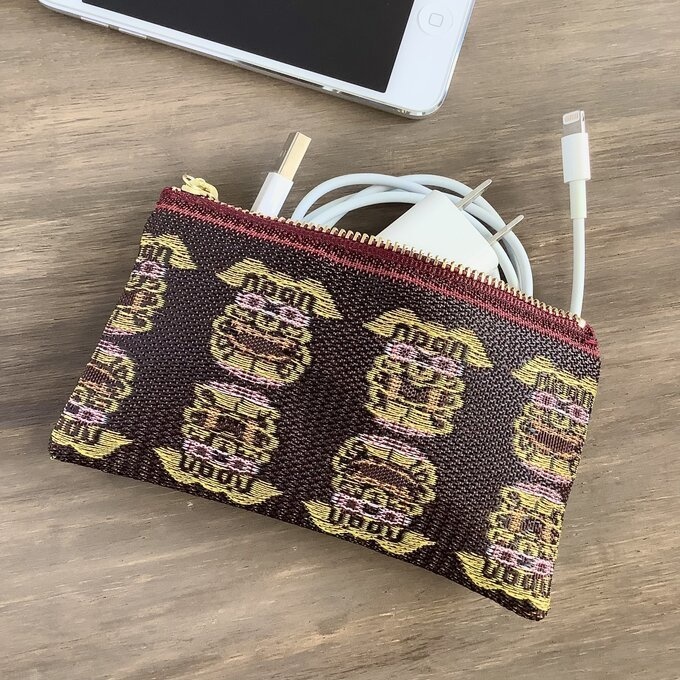 【シーサー】畳縁 ぺたんこ ミニポーチ カードケース 小銭入れ 獅子 沖縄