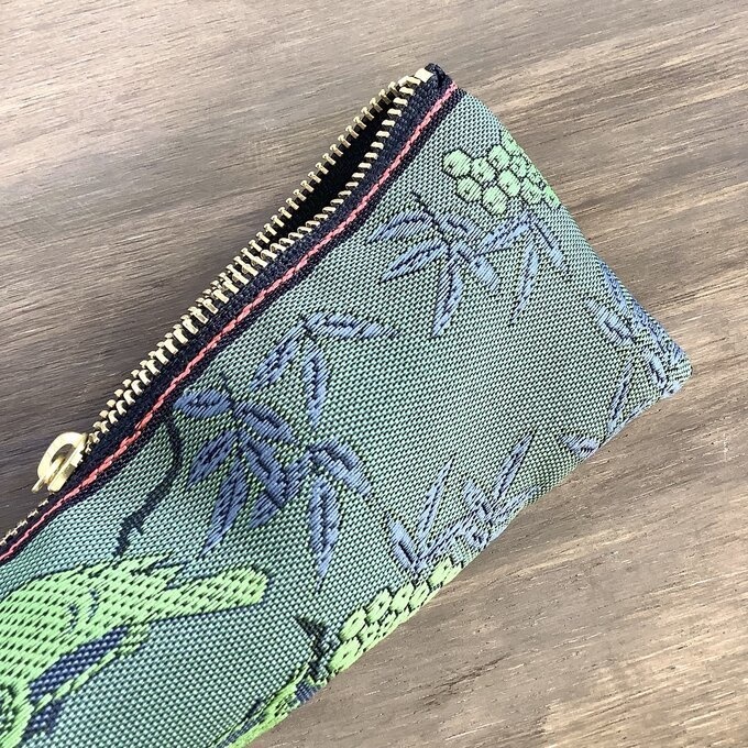 【比翼連理②】畳縁 テトラ型 ペンケース 深緑 紫 幽玄 鳥 木の実 夫婦円満