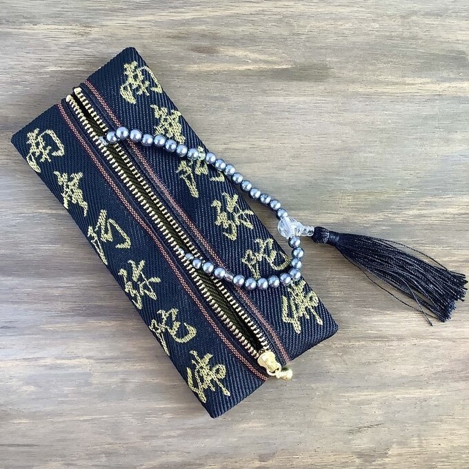 【南無阿弥陀仏】畳縁 ぺたんこ ペンケース ポーチ 数珠入れ 和風