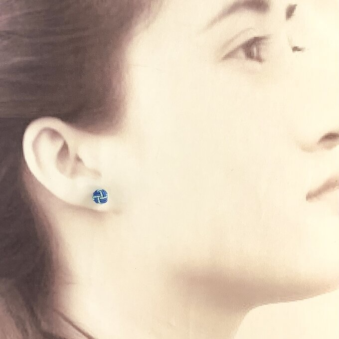 【空のかけら】水引 ピアス 大人可愛い ブルー ゴールド コロコロ