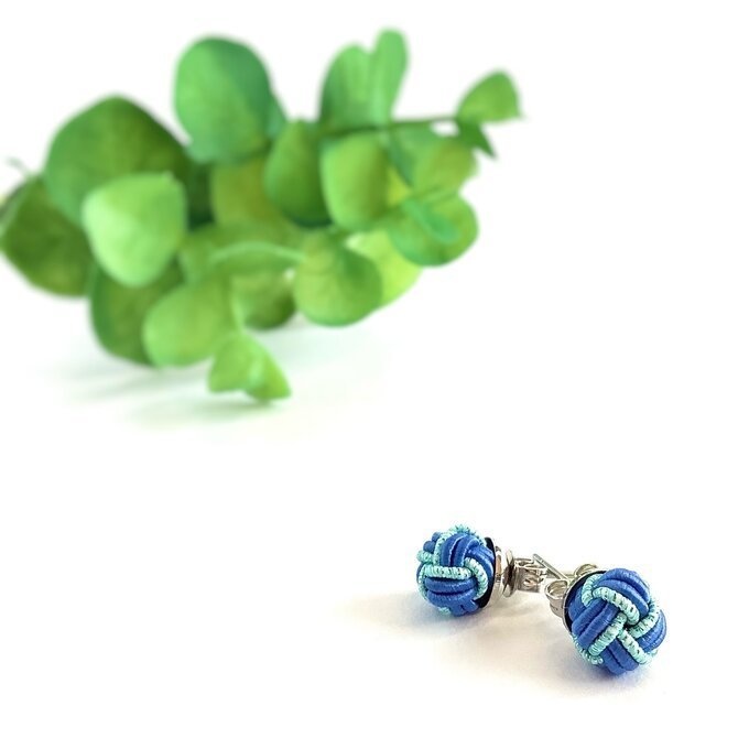 【空のかけら】水引 ピアス 大人可愛い ブルー ゴールド コロコロ