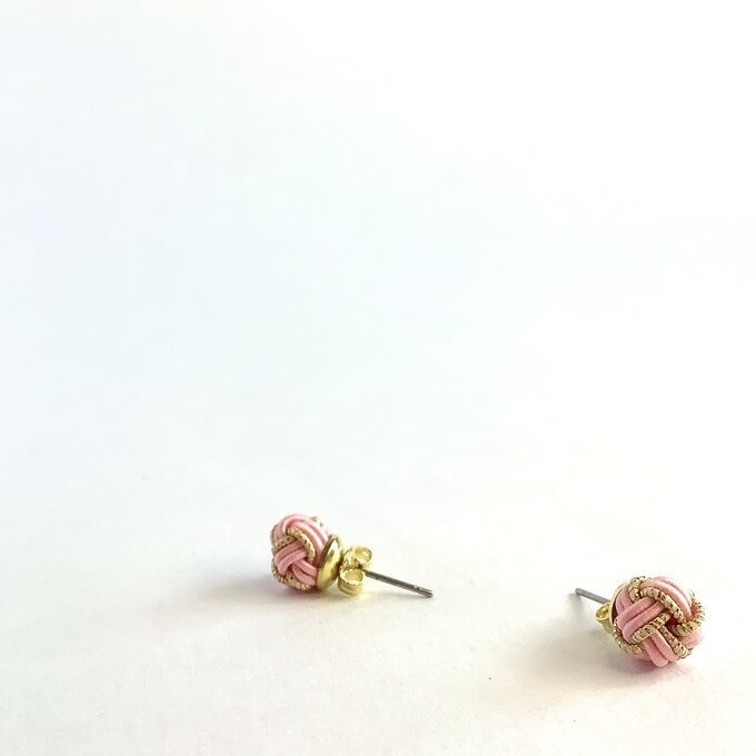【桃のつぼみ】水引 ピアス バイカラー ピンク ゴールド 大人可愛い
