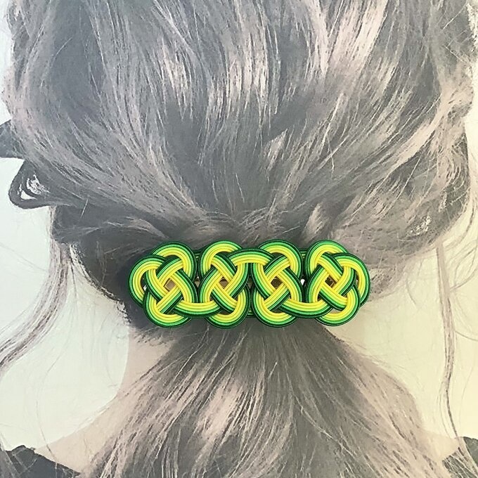 水引 バレッタ【レモンライム】グリーン レモンイエロー 柑橘