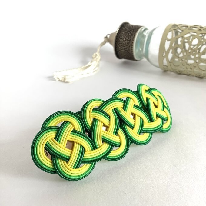 水引 バレッタ【レモンライム】グリーン レモンイエロー 柑橘