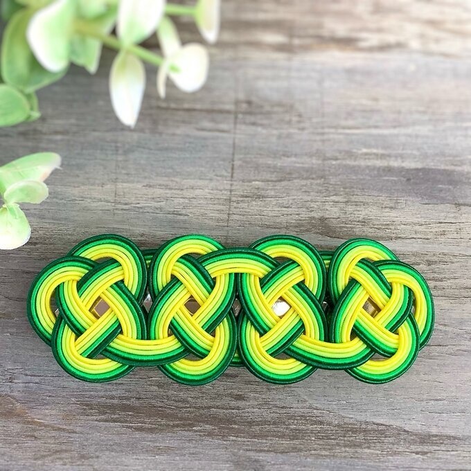 水引 バレッタ【レモンライム】グリーン レモンイエロー 柑橘