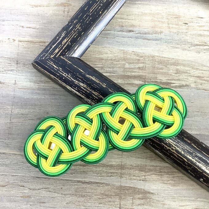 水引 バレッタ【レモンライム】グリーン レモンイエロー 柑橘