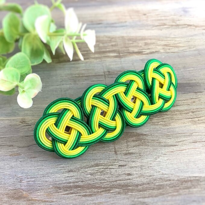 水引 バレッタ【レモンライム】グリーン レモンイエロー 柑橘