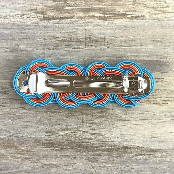 水引 バレッタ【ターコイズ&オレンジ】オリエンタル アフリカン