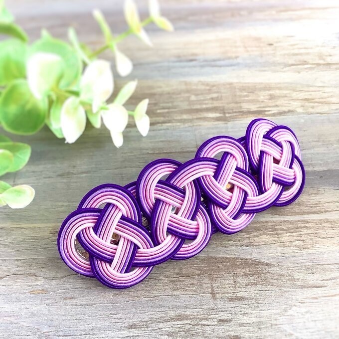 水引 バレッタ【撫子】なでしこ 紫 ピンク 和風