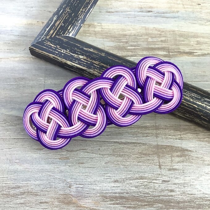 水引 バレッタ【撫子】なでしこ 紫 ピンク 和風