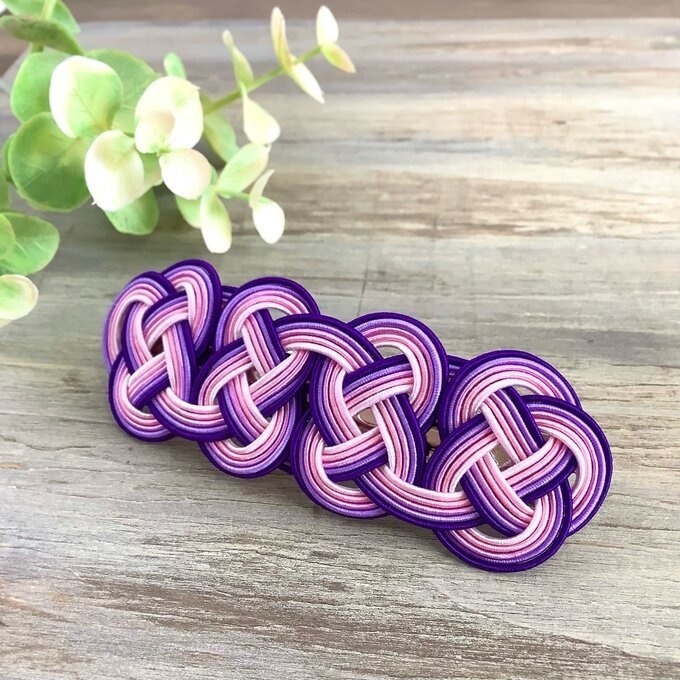 水引 バレッタ【撫子】なでしこ 紫 ピンク 和風