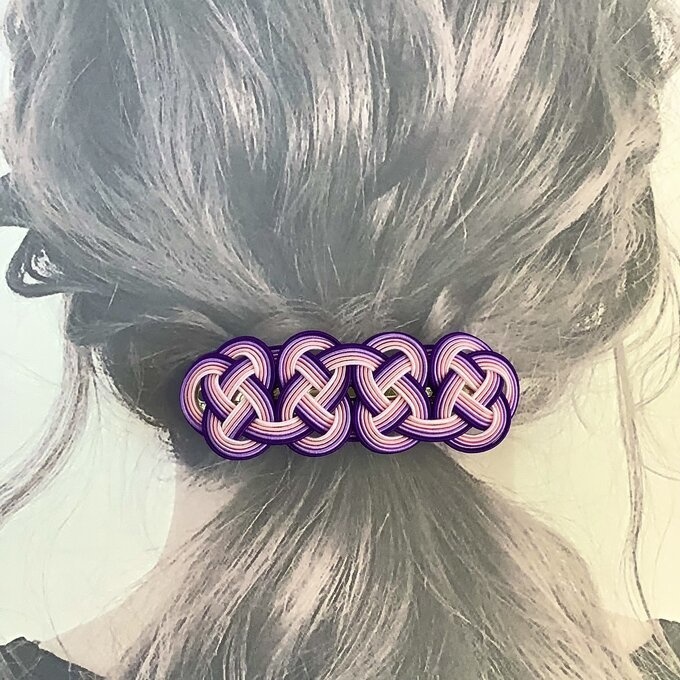 水引 バレッタ【撫子】なでしこ 紫 ピンク 和風