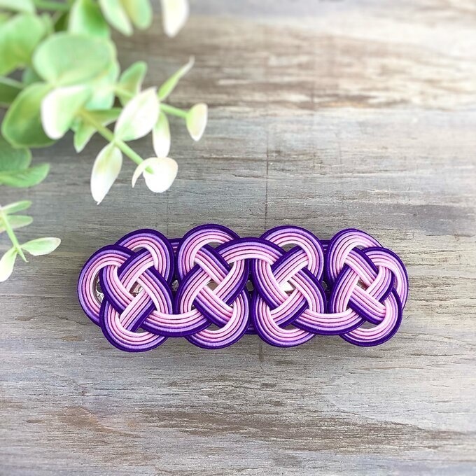 水引 バレッタ【撫子】なでしこ 紫 ピンク 和風