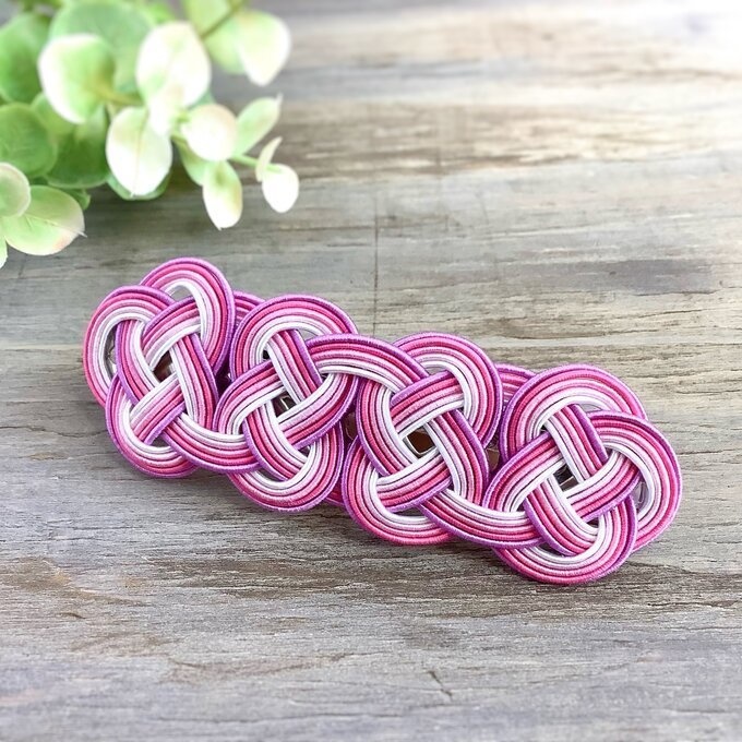 水引 バレッタ【秋桜】コスモス 和風 ピンク グラデーション