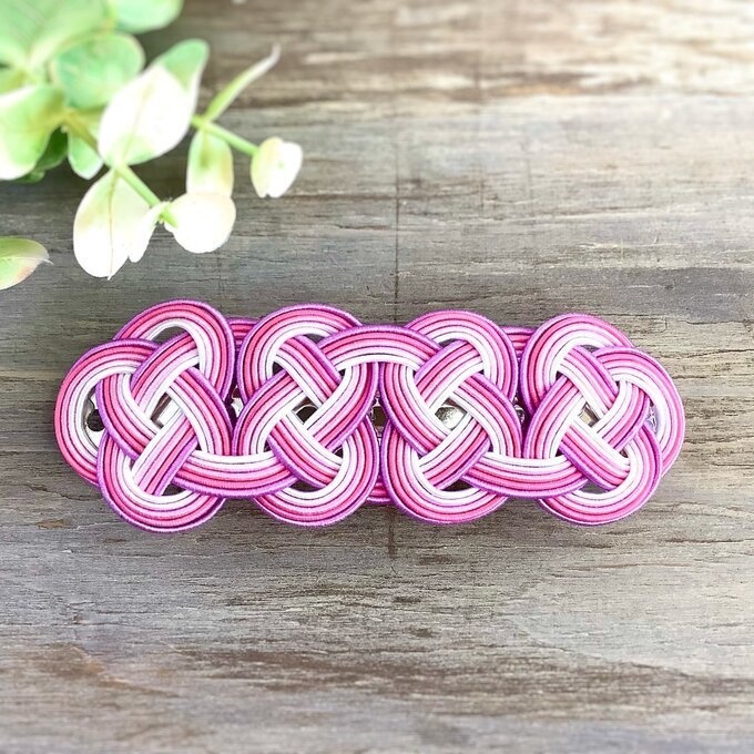 水引 バレッタ【秋桜】コスモス 和風 ピンク グラデーション