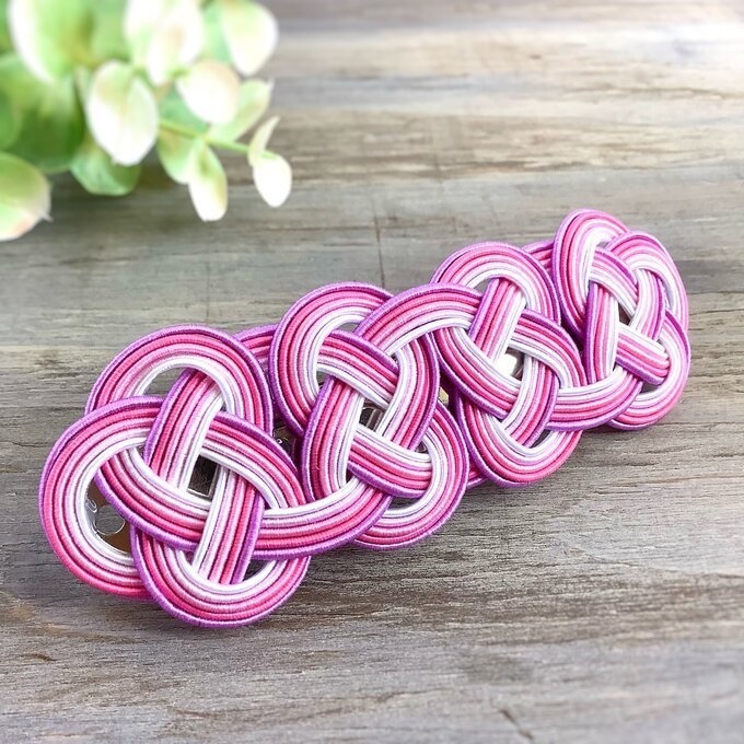 水引 バレッタ【秋桜】コスモス 和風 ピンク グラデーション