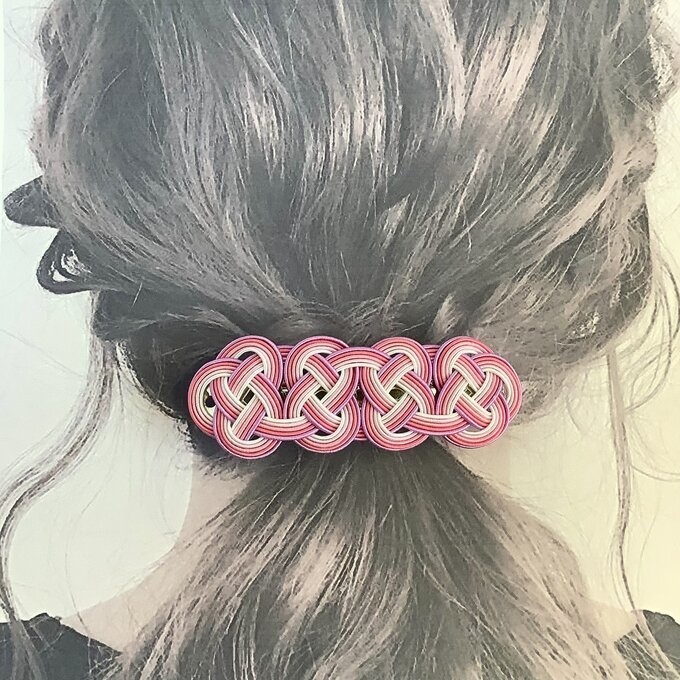 水引 バレッタ【秋桜】コスモス 和風 ピンク グラデーション