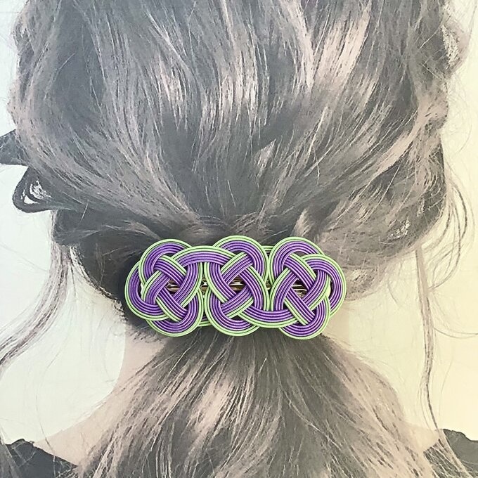 水引 バレッタ【抹茶ミルク&ラベンダー】パステルカラー 和風