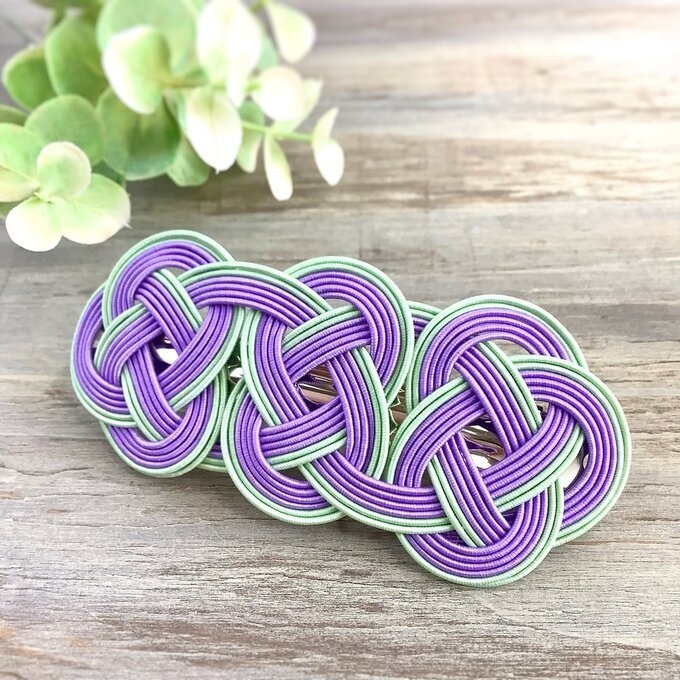 水引 バレッタ【抹茶ミルク&ラベンダー】パステルカラー 和風