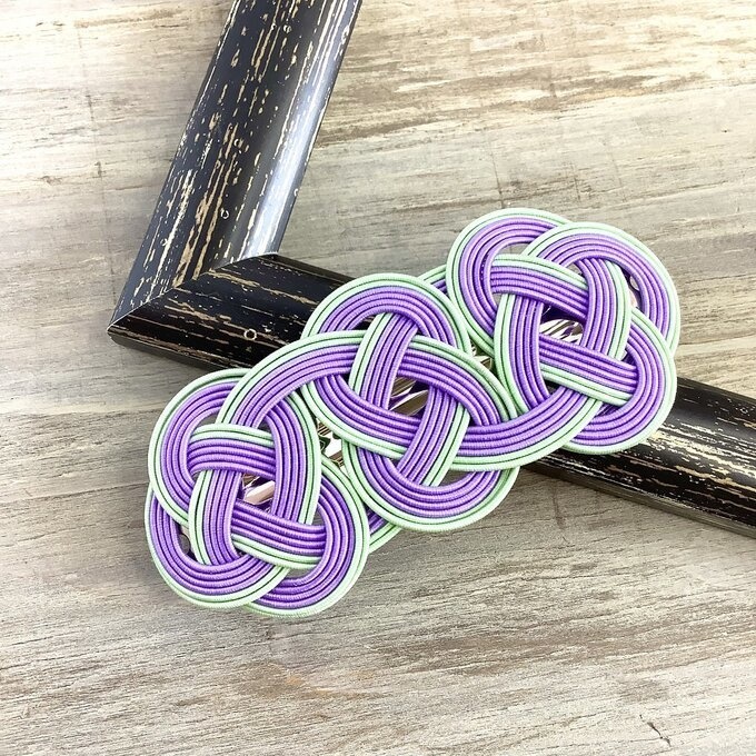 水引 バレッタ【抹茶ミルク&ラベンダー】パステルカラー 和風