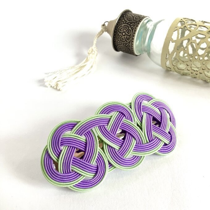 水引 バレッタ【抹茶ミルク&ラベンダー】パステルカラー 和風