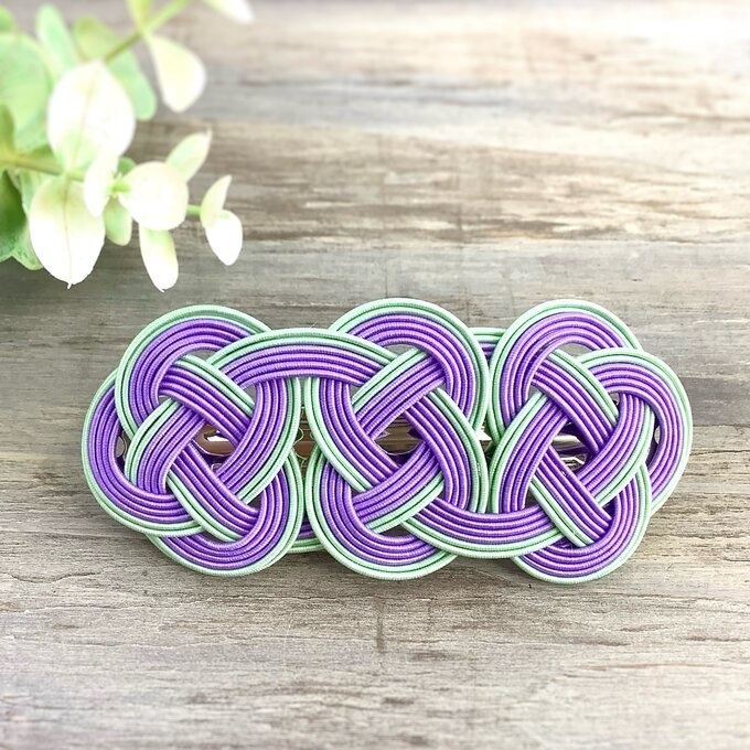 水引 バレッタ【抹茶ミルク&ラベンダー】パステルカラー 和風