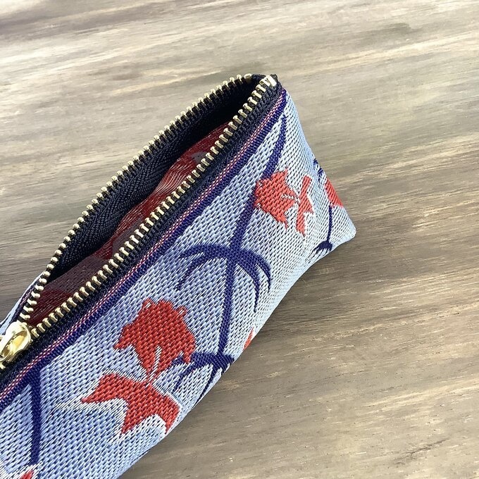 【金魚】畳縁 テトラ型 ペンケース ブルーグレー 青 灰色 和風 シノワズリ