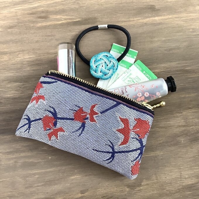 【金魚】畳縁 テトラ型 ペンケース ブルーグレー 青 灰色 和風 シノワズリ