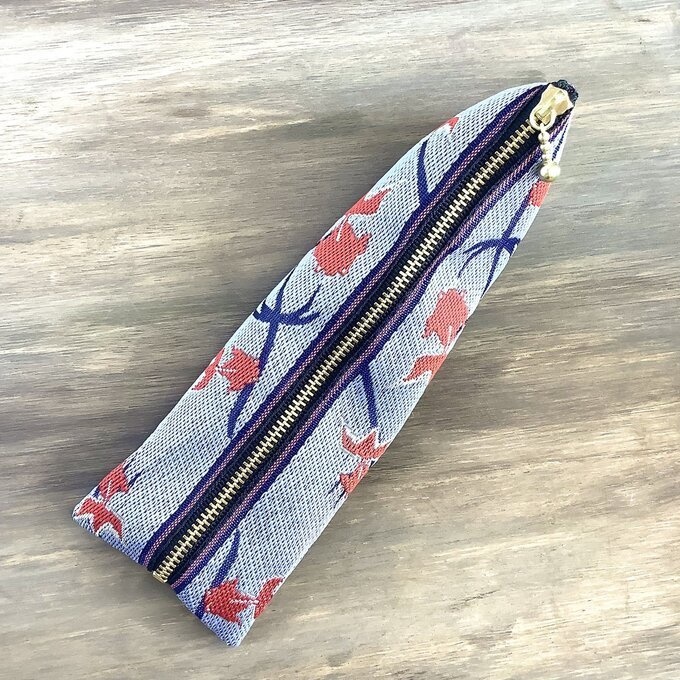 【金魚】畳縁 テトラ型 ペンケース ブルーグレー 青 灰色 和風 シノワズリ