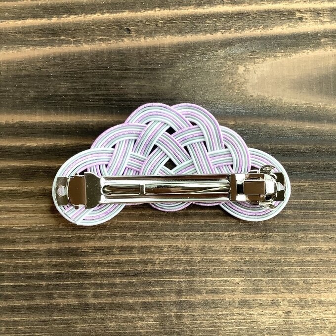 水引 バレッタ【花曇り】パステルカラー 和風 白 ピンク グレー