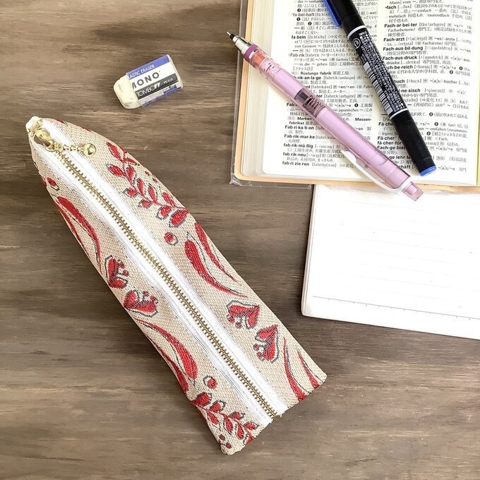 【フレンチリーフ】畳縁 ぺたんこ 小銭入れ ミニポーチ カードケース ベージュ 葉 大人可愛い