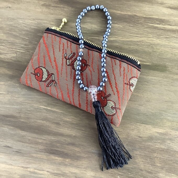 【皮むき りんご】畳縁 ぺたんこ ミニポーチ 小銭入れ カードケース リンゴ 安曇野 信州 赤