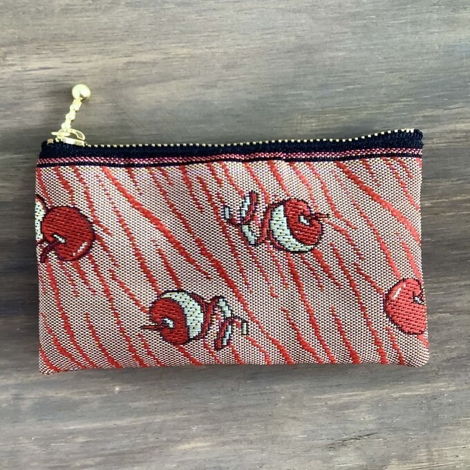 【皮むき りんご】畳縁 ぺたんこ ミニポーチ 小銭入れ カードケース リンゴ 安曇野 信州 赤