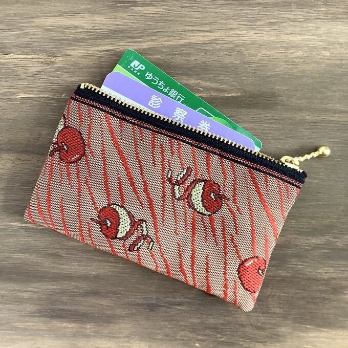 【皮むき りんご】畳縁 ぺたんこ ミニポーチ 小銭入れ カードケース リンゴ 安曇野 信州 赤