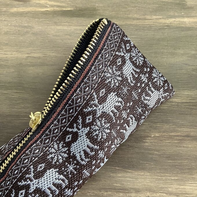 【ノルディック】畳縁 テトラ型 ペンケース 焦げ茶 トナカイ クリスマス