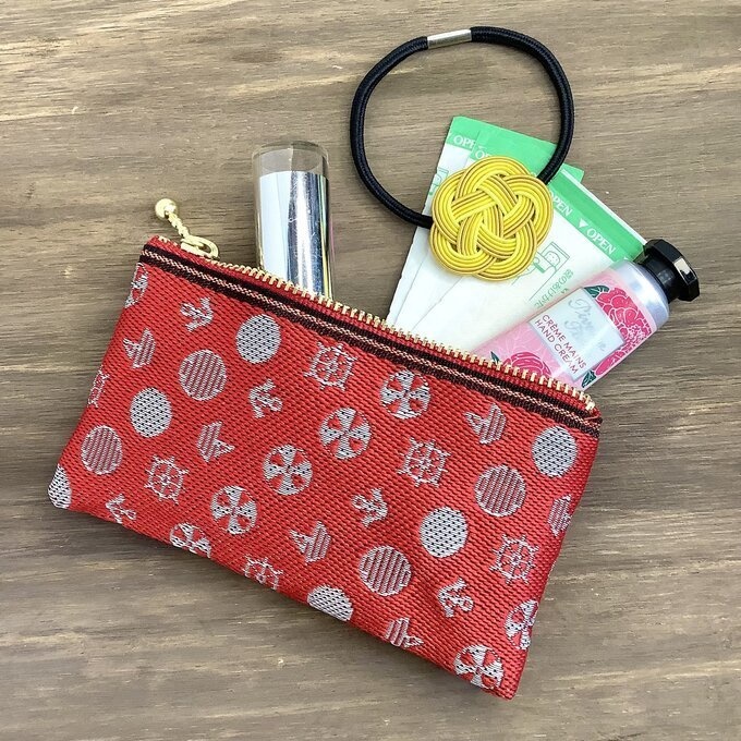 【マリン】畳縁 テトラ型 ペンケース 赤 海 ヨット 夕日