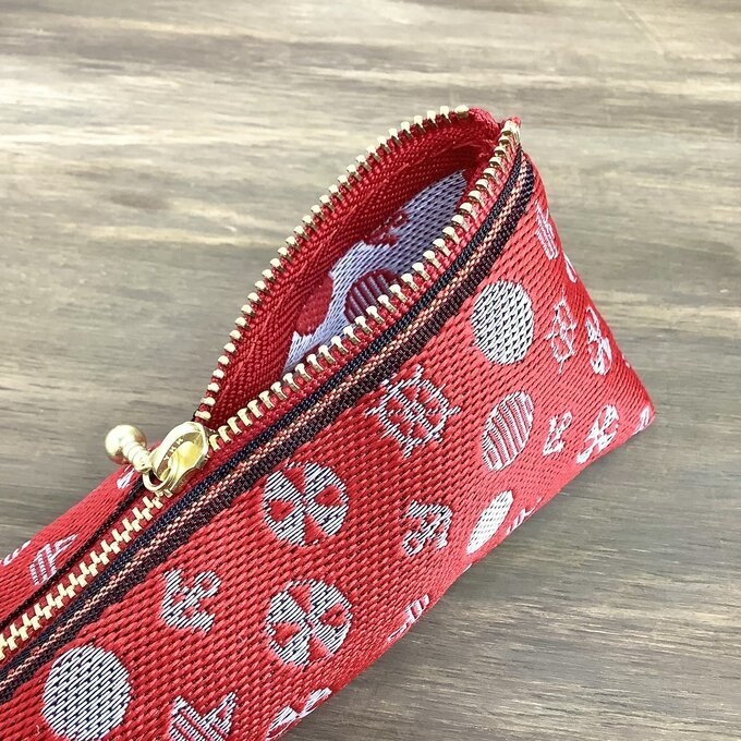 【マリン】畳縁 テトラ型 ペンケース 赤 海 ヨット 夕日