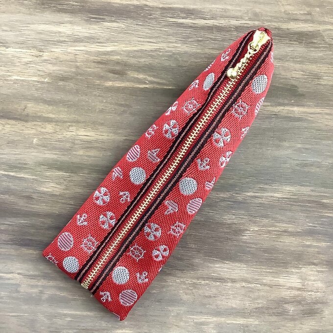 【マリン】畳縁 テトラ型 ペンケース 赤 海 ヨット 夕日