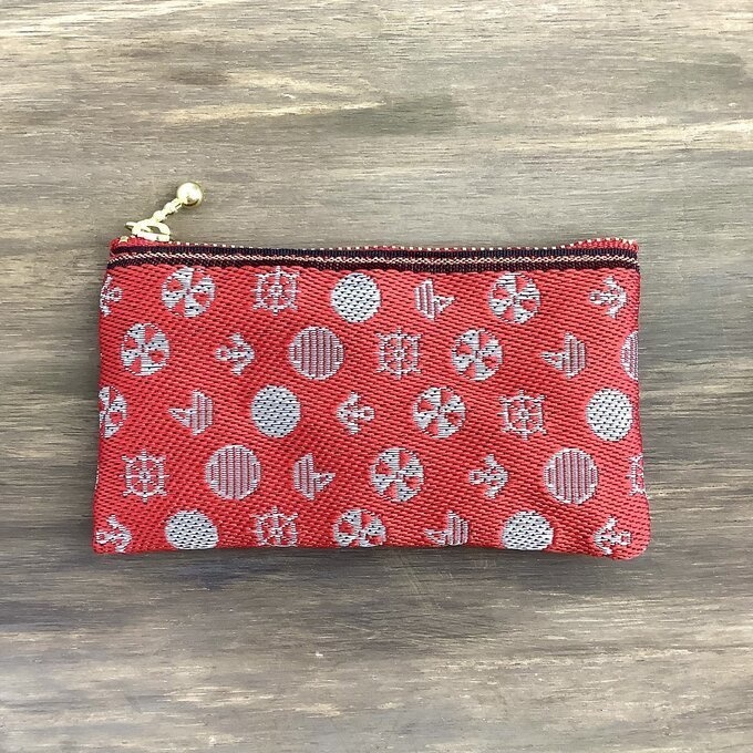 【マリン】畳縁 ミニポーチ カードケース 小銭入れ 赤 小銭入れ 海 ヨット 夕日