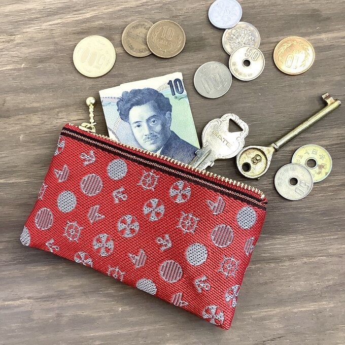 【マリン】畳縁 ミニポーチ カードケース 小銭入れ 赤 小銭入れ 海 ヨット 夕日