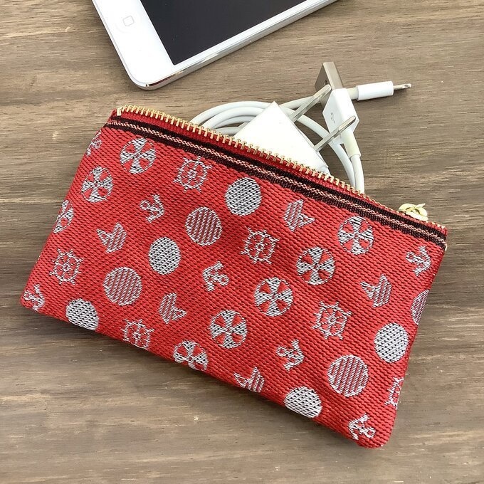 【マリン】畳縁 ミニポーチ カードケース 小銭入れ 赤 小銭入れ 海 ヨット 夕日