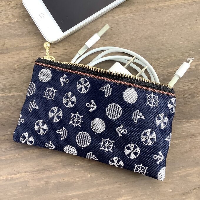 【マリン】畳縁 テトラ型 ペンケース 濃紺 海 ヨット 藍色