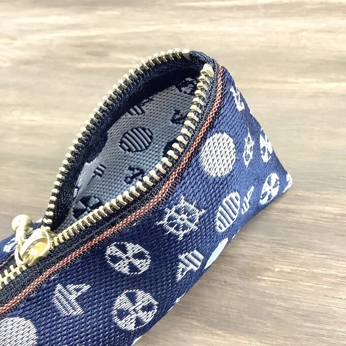 【マリン】畳縁 テトラ型 ペンケース 濃紺 海 ヨット 藍色