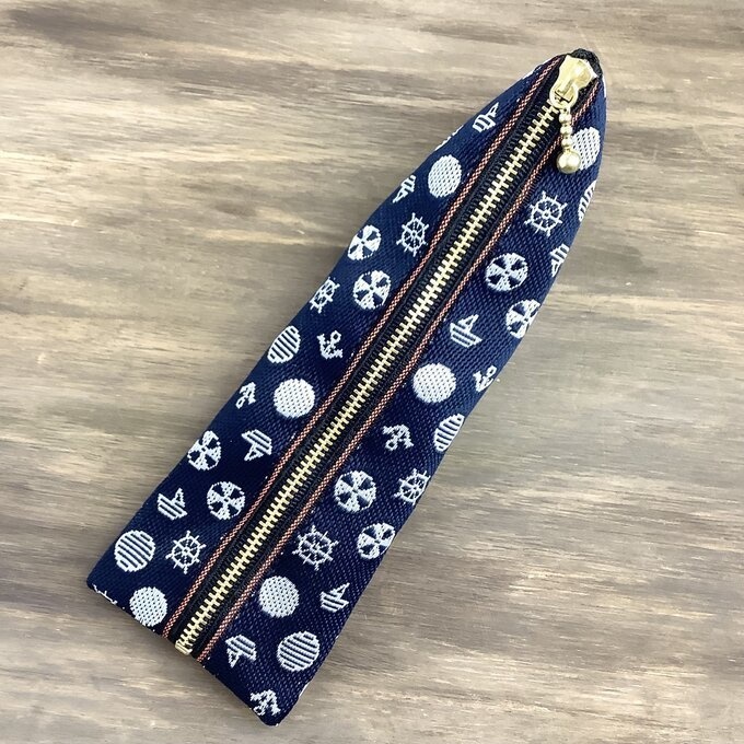 【マリン】畳縁 テトラ型 ペンケース 濃紺 海 ヨット 藍色