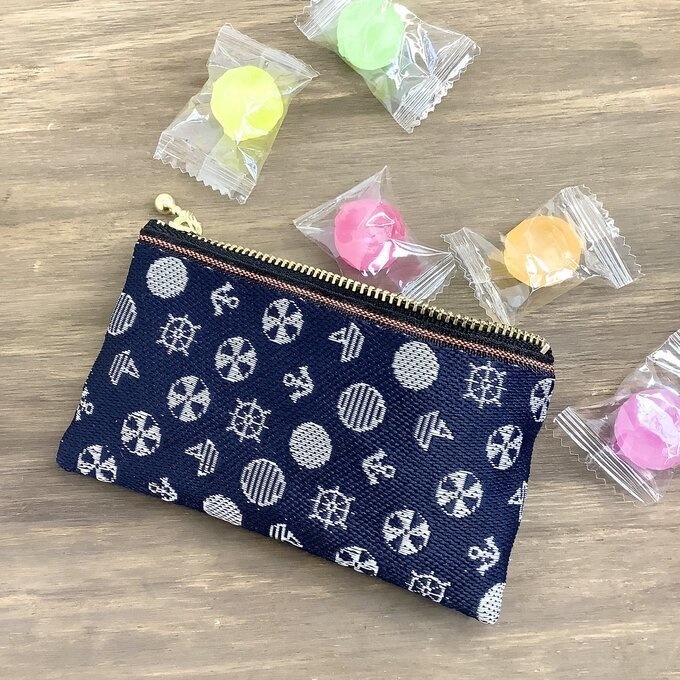 【マリン】畳縁 ミニポーチ カードケース 小銭入れ 濃紺 海 ヨット 藍色