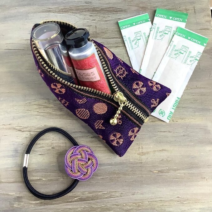 【マリン】畳縁 テトラ型 ペンケース 紫 オレンジ 海 ヨット